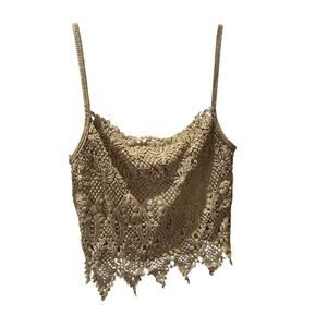 Ellie vintage inspired gold crocheted cami